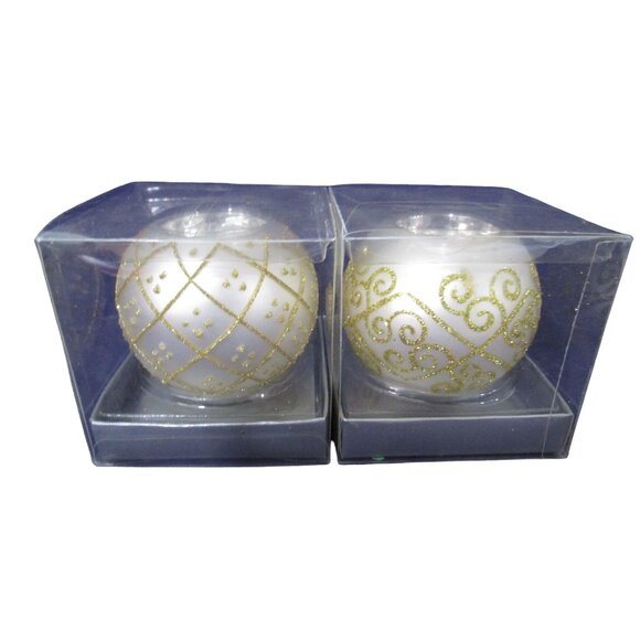 Catherine Lillywhites Gold White  Christmas Ornaments Tea Light Holders EUC - Picture 2 of 16